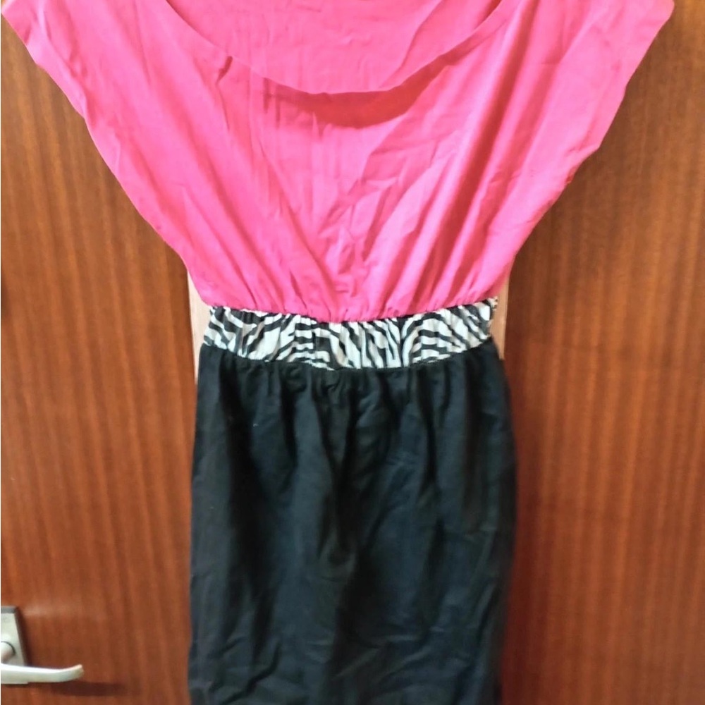 Pink and Black Dress with Zebra Print Waist